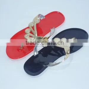 2015 Crystal Jelly Pvc Slipper Flip Flop Shoes for Lady Pvc Slipper thumbnail-2