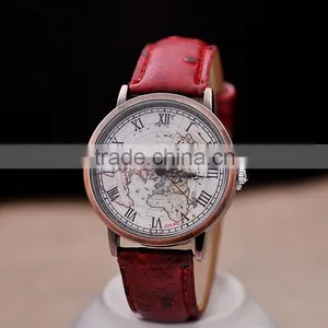 Antique Women Bronze Case Wrist Watch Vogue World Map Fashion Quartz 3ATM Horloges thumbnail-6