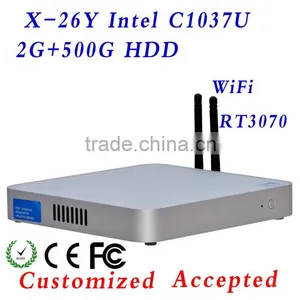 Mini pc Server With Celeron C1037u Vga Mini pc Micro Computer X-26y C1037u 2G RAM 500G HDD Support VGA/HDMI In Stock ! thumbnail-1