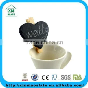 Heart Shape Dark Black Slate Label Clip thumbnail-1