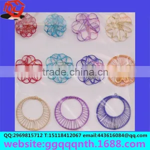 Christmas Ornaments Accessories Abnormity Peach Heart Love Circular Handmade Beaded Woven Wire Earrings Pendant thumbnail-3