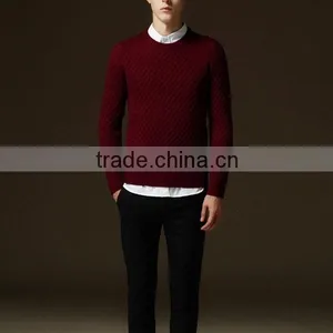 2015 the New Men's Sweater Cultivate One's Morality Pure Color for Grid Sweater thumbnail-5