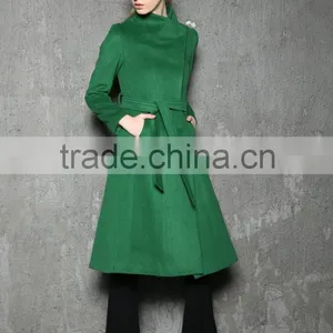 Green Long Coat Winter Coat Wool Jacket Army Coat thumbnail-3
