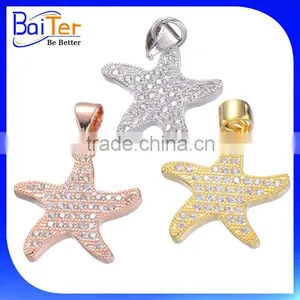 White Gold Plated Micropave Cubic Zirconia CZ 925 Sterling Silver Created Diamond Star Pendant thumbnail-1