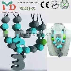 2015 Latest China Silicone Beaded Necklaces Baby Chew Statement Beaded Necklace thumbnail-6