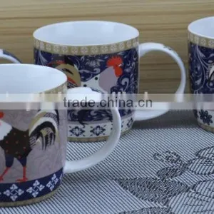 11OZ Hens Design Full Decal Print Coffee Cups, Shiny Surface Porcelain Mug, KL5004-11042 thumbnail-4