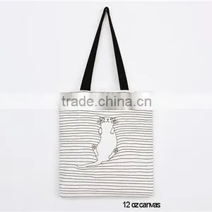 Navy Strap Style Cotton Canvas Tote Shopping Bag thumbnail-5