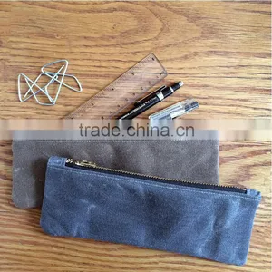 Custom High Quality Small Waxed Canvas Zipper Pouch thumbnail-1