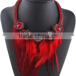 Factory Handmade New Fashion Design Real Feather Necklace for Women thumbnail-1