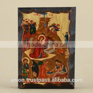Greek & Russian Orthodox Wooden Icon. Jesus Birth. Small Size. thumbnail-1