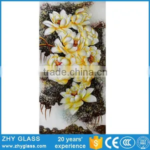 Wholesale Decorative Wall Hanging Glass Painting Pictures Of Flowers thumbnail-1