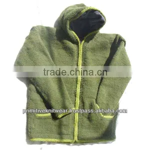 100% Woolen Hooded Sweater With Fleece Lining thumbnail-1