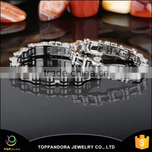 Fashion New Design Men's Bracelet Stainless Steel Top Quality Silver Bike Chain Style Finger Chain Ring Bracelet thumbnail-5