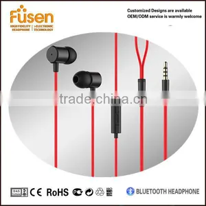 Metal Earbuds Stereo Earphone Mic Flat Cable Wholesale With CE/ROHS thumbnail-1