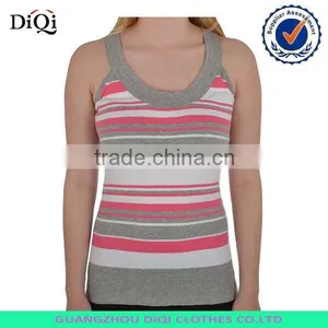 Womens Ladies Striped Sleeveless Round Neck Sweater Vest thumbnail-2