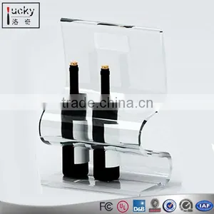 Wavy Wine Display Shelf,Acrylic 3 Bottle Holder, Plastic Wine Display thumbnail-1