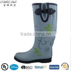 (CH.W048)Paint Flower Print Ladies High Heels Woman Fashion Rubber Shoe Rain Boots thumbnail-1