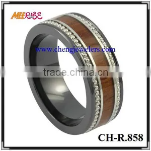 High Quality Wood Inlaid Unique Ceramic Finger Ring thumbnail-1