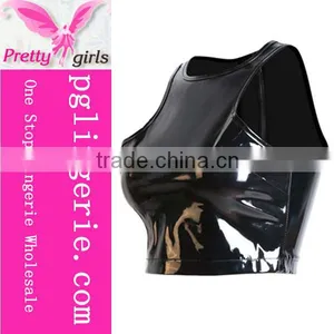 2016 Hot Sexy Crop Top For Girls Fashion Leather Ladies Tops thumbnail-2