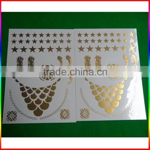 Metallic Gold Necklace Tattoo, Temporary Tattoo Stickers thumbnail-2