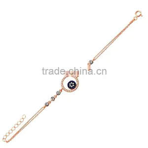 Rose Gold P. 925K Sterling Silver Evil Eye Bracelet BSBL070 thumbnail-1
