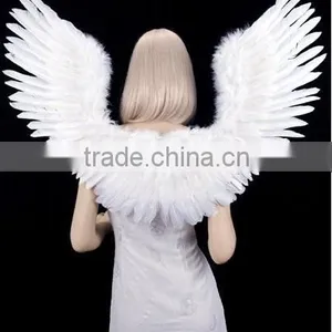 White Open Swing V Shape Costume Feather Angel Wings Adult thumbnail-2