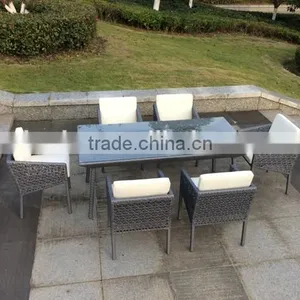 Patio Rattan Furniture Set Cushioned Outdoor Garden Wicker Rattan Furniture With Beige Cushion thumbnail-2