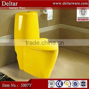 Glaze Smooth Toilet Bowl Color, One Piece Sanitary Ware Ceramic Yellow Toilet, wc Ceramic Color Toilet thumbnail-5