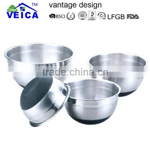 Salad Bowl With Silicone Bottom Stainless Steel Mixing Bow Set thumbnail-1