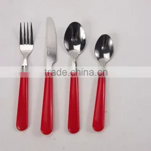 Red 16Pcs Stainless Steel Cutlery Set With Plastic Handles thumbnail-3