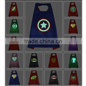 Quality Customized Luminous Logo Printing Glowing in Dark Superhero Capes and Mask thumbnail-5