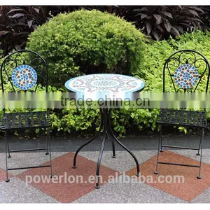 Mosaic Bistro Set Golden Brown KD Table Folds up Chair thumbnail-5