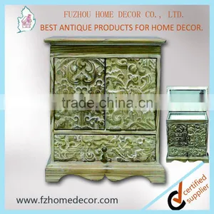 Antique Wooden Carved Case With Drawers, Wooden Carved Jewel Box thumbnail-1