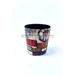 Hot Sale Waste Bin Roma Clock Print Faux Leather Trash Can thumbnail-2