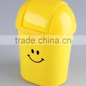 Printed Smiling Face Plastic Trash Can Household Garbage Can/Desktop Bin thumbnail-1