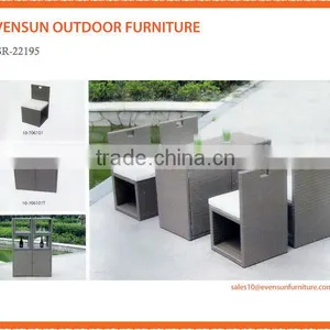 Italian Style Outdoor Wicker Rattan 4 Seats Cafe Table Set Rattan Coffee Table Set thumbnail-1