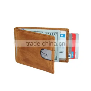 RFID Blocking Bifold Slim Genuine Leather Thin Minimalist Front Pocket Wallets for Men Money Clip - Made From Full Grain Leather thumbnail-1