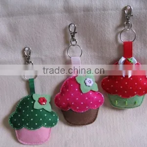 Hot 2017 Best Selling New Product Decorative Custom Handmade Fabric China Supplier Felt Cool Keychain thumbnail-1