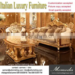 Royal Gold Louis XVI Baroque Antique Carved Luxury Classic Living Room Sofa Set Villa Hotel Lobby Sofa Furniture thumbnail-1
