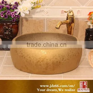 Luxury Fancy Style Ceramic Sink Bathroom Gold thumbnail-1