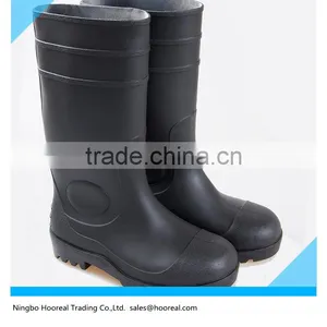 SZ 5 6 TO 12 13 14 PVC Safety With Steel Toes Men's 16" Black Rubber Rain Boots Work & Safety Shoes Acidproof Alkaliproof Plain thumbnail-1