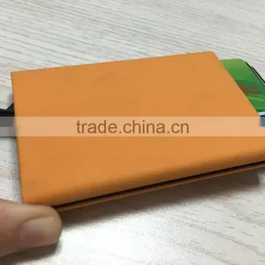 Multi Function Aluminum Slim Credit Card Holder Metal Leather & Aluminum RFID Protector Wallet thumbnail-2