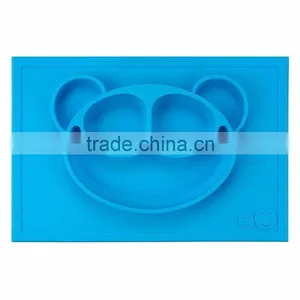 2017 Hot Selling Amazon and Ebay Suction Table Food Tray Placemat Plate Silicone Baby Kids Tray thumbnail-3
