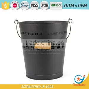 Ash Bucket With Lid Metal Wooden Ash Bucket With Handle thumbnail-1