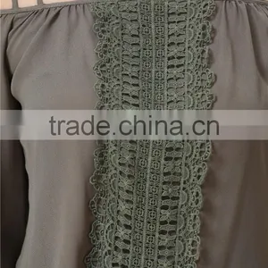 Women Fashion Casual Tops/Blouse With Embroidery Center Front Off-shoulder Design Accept Small Order Quantity thumbnail-5