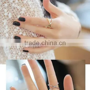 New Fashion 925 Sterling Silver X Ring Gold Rose Gold Silver Ring Zircon Stones thumbnail-3