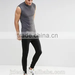 Custom Charcoal Turtleneck Sleeveless Muscle T-shirts, Sports Tank Tops Men OEM thumbnail-4