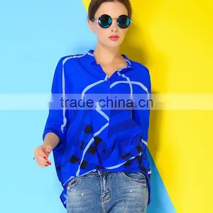 2015 HOYUGO Women Fashion Casual Blouse Designs, Smart Casual Wear Blouse, Silk Casual Blouse for Fat Woman. thumbnail-4