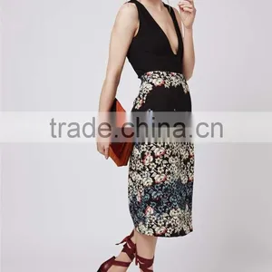 Cheap Price Knitted Flowers Border Wrap Midi Skirts Floral Long Bodycon Skirts Stretch Skirts Wholesale thumbnail-2