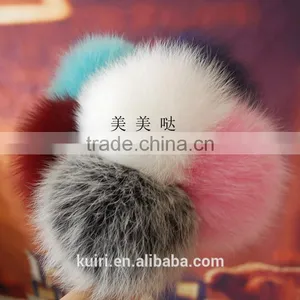 Wholesale for Handbag Material Fox Fur Pom Poms Keychain Fox Fur Plush Fur Balls Bag Charms thumbnail-1